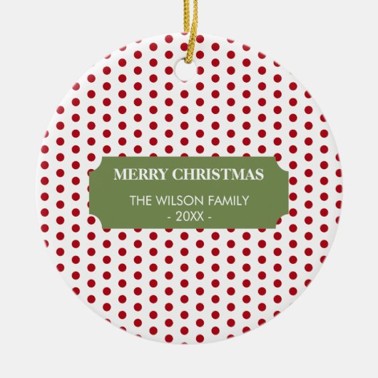 Kerstrode pols Familienaam Keramisch Ornament (Voorkant)