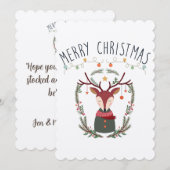 Kerstrode rendierkaart kaart (Voorkant / Achterkant)