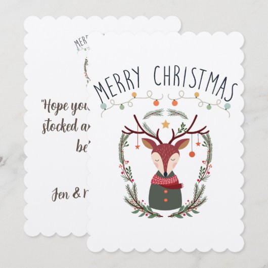 Kerstrode rendierkaart kaart (Voorkant / Achterkant)