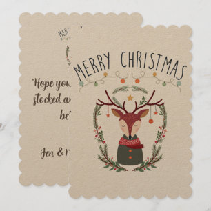 Kerstrode rendierkaart kaart