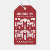 Kerstrode rendiernoordse noordse bossen cadeaulabel (Voorkant)