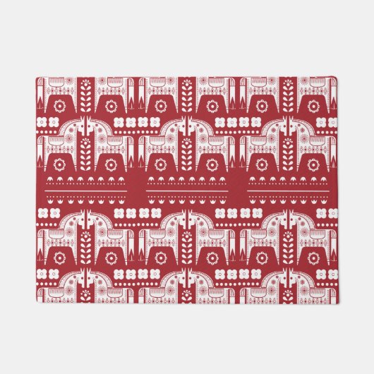 Kerstrode rendiernoordse noordse bossen deurmat (Voorkant)