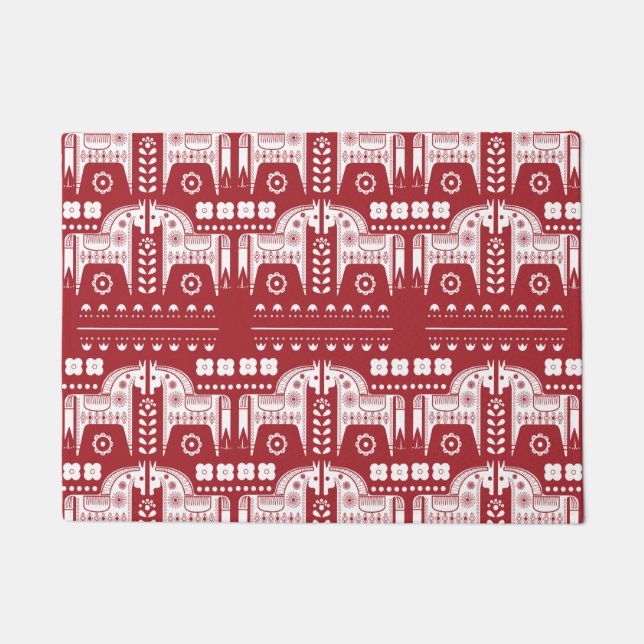 Kerstrode rendiernoordse noordse bossen deurmat (Voorkant)