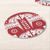 Kerstrode rendiernoordse noordse bossen ronde kartonnen onderzetter (Gebogen)