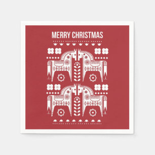 Kerstrode rendiernoordse noordse bossen servet