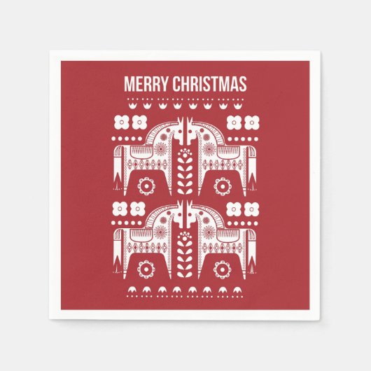 Kerstrode rendiernoordse noordse bossen servet (Voorkant)