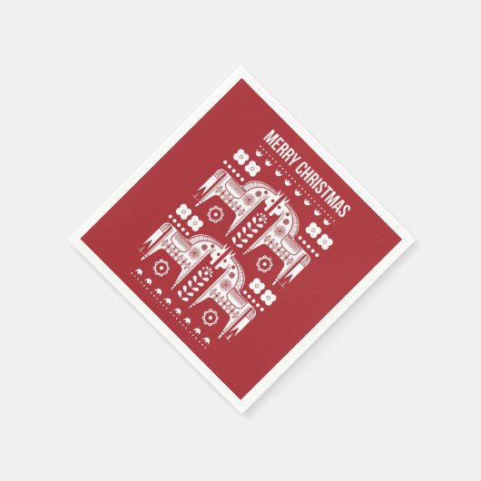 Kerstrode rendiernoordse noordse bossen servet (Hoek)