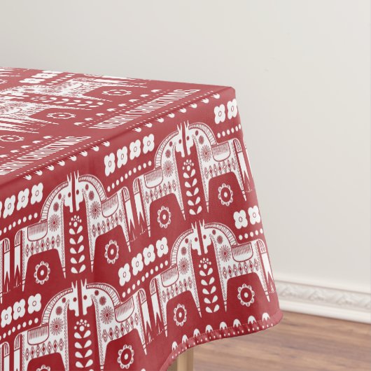 Kerstrode rendiernoordse noordse bossen tafelkleed (Voorbeeld)