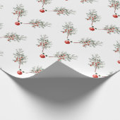 Kerstrode rendierpijnbessen cadeaupapier (Hoek)