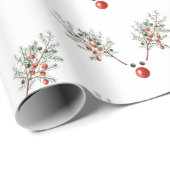 Kerstrode rendierpijnbessen cadeaupapier (Rol Hoek)