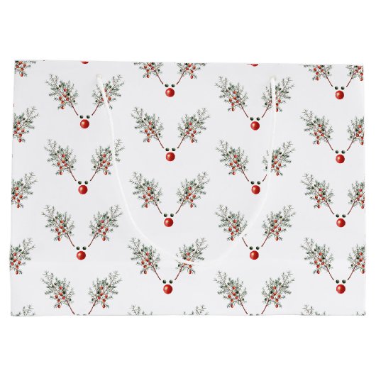 Kerstrode rendierpijnbessen groot cadeauzakje (Achterkant)