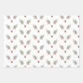 Kerstrode rendierpijnbessen inpakpapier vel (Voorkant 3)