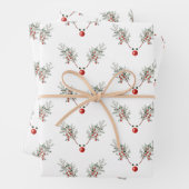 Kerstrode rendierpijnbessen inpakpapier vel (In situ)