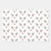 Kerstrode rendierpijnbessen inpakpapier vel (Voorkant)