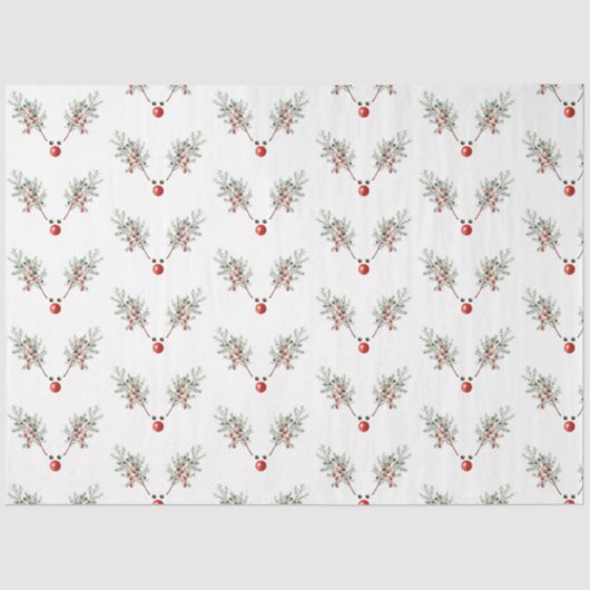 Kerstrode rendierpijnbessen tissuepapier (Voorkant)