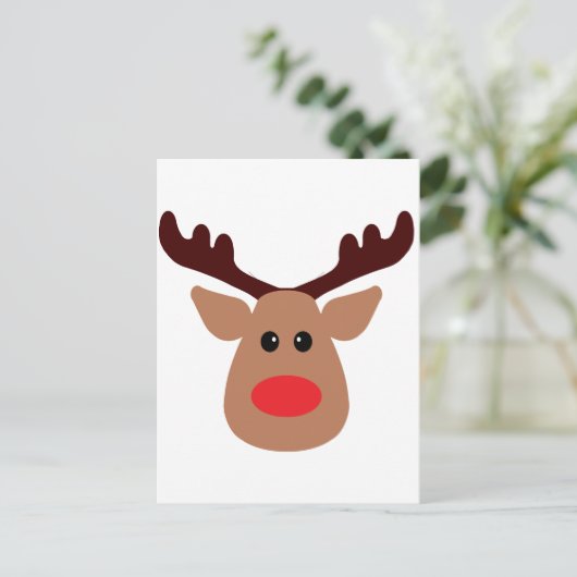 Kerstrode rendierrendier feestdagenkaart (Staand voorkant)