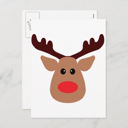 Kerstrode rendierrendier feestdagenkaart (Voorkant / Achterkant)