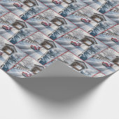 Kerstrode Retro Truck en Overdekte Brug Cadeaupapier (Hoek)