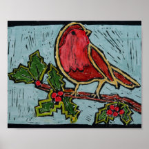 Kerstrode Robin, Green Holly Red Berries