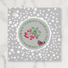 Kerstrode Robin met Wreath- en Snow Gift-Labels Bedankjes Labels