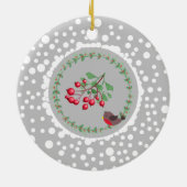 Kerstrode Robin met Wreath en Snow Keramisch Ornament (Achterkant)