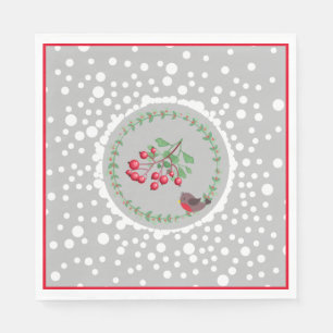 Kerstrode Robin Wreath met sneeuw Servet