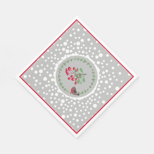 Kerstrode Robin Wreath met sneeuw Servet (Hoek)