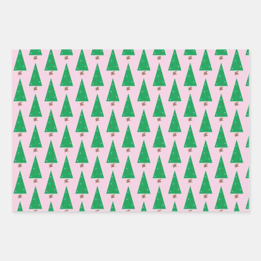 kerstrode roze groene moderne strepen inpakpapier vel (Voorkant 3)