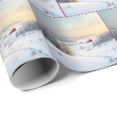 Kerstrode schuur in het besneeuwde land cadeaupapier (Rol Hoek)