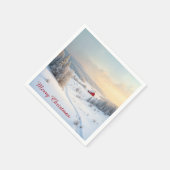 Kerstrode schuur in het besneeuwde land servet (Hoek)