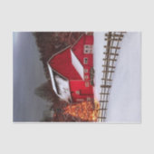 Kerstrode schuur met spectaculaire lichtgevende bo tissuepapier (Voorkant)