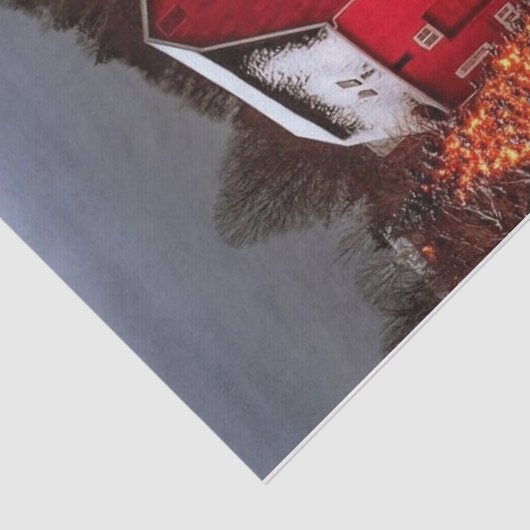 Kerstrode schuur met spectaculaire lichtgevende bo tissuepapier (Detail)