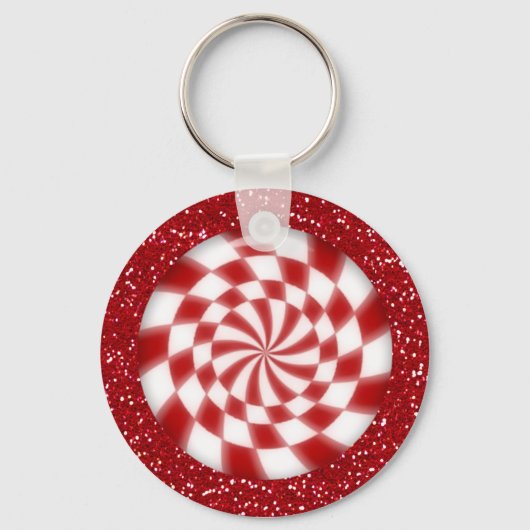 kerstrode Sleutelhanger Snoep Peppermint (Voorkant)