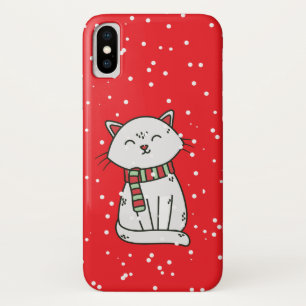 Kerstrode sneeuwkat in Scarf-telefoontas Case-Mate iPhone Case