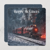 Kerstrode sneeuwtrein feestdagenkaart (Voorkant / Achterkant)