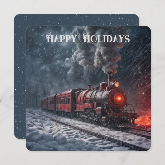 Kerstrode sneeuwtrein feestdagenkaart (Voorkant / Achterkant)