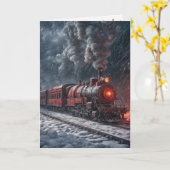 Kerstrode  sneeuwtrein kaart (Gele Bloem)