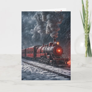 Kerstrode  sneeuwtrein kaart