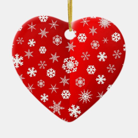 kerstrode sneeuwvlok, aangepast aan je eigen foto keramisch ornament (Voorkant)