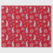 kerstrode sneeuwvlokken en kersttanden cadeaupapier (Vlak)