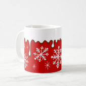 Kerstrode sneeuwvlokken feestdag koffie Mok cadeau (Voorkant links)