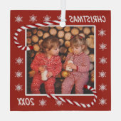 kerstrode snoepjes Aangepaste foto Glas Ornament (Achterkant)