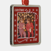 kerstrode snoepjes Aangepaste foto Metalen Ornament (Rechts)