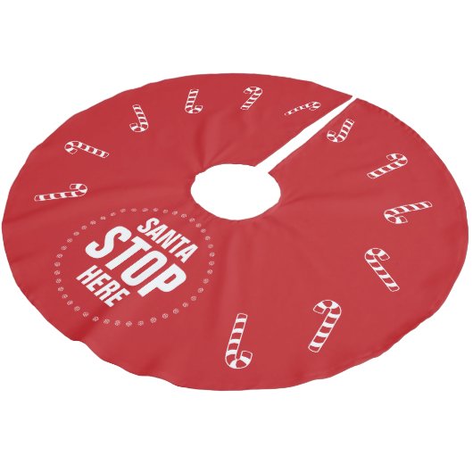 Kerstrode snoepriet Santa Stop hier grappig Kerstboom Rok (Gekanteld)