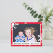 Kerstrode Snowflakes Familie Fotokaart Briefkaart (Staand voorkant)