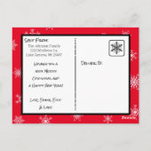 Kerstrode Snowflakes Familie Fotokaart Briefkaart (Achterkant)