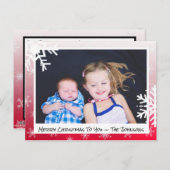 Kerstrode Snowflakes Familie Fotokaart Briefkaart (Voorkant / Achterkant)