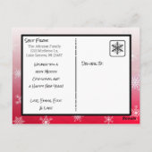 Kerstrode Snowflakes Familie Fotokaart Briefkaart (Achterkant)