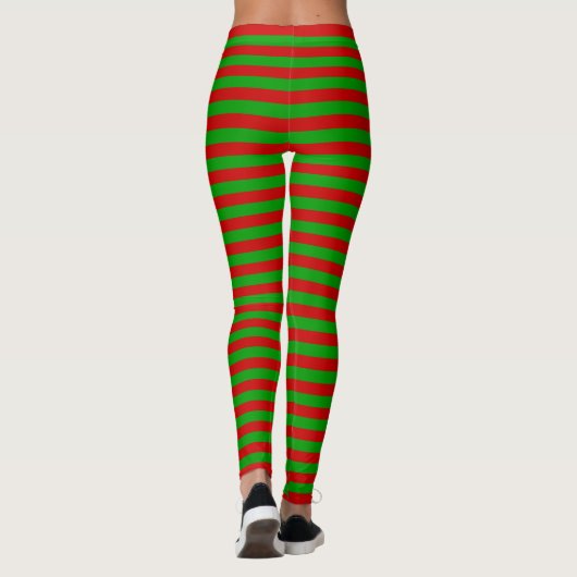 Kerstrode strepen Elf Halloween Costume Leggings (Achterkant)