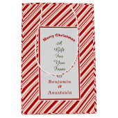 Kerstrode strepen Feestdagen personaliseren Medium Cadeauzakje (Voorkant)